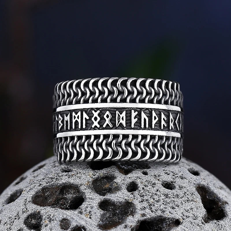 Vintage 2022 New 316L Stainless Steel Odin Norse Viking Amulet Rune MEN Ring Fashion Words Retro Jewelry Boyfriend Gift