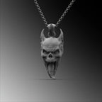 Black Skull Pendant Necklace — Wooden Box