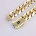 Gold Cuban Chain Necklace 14K Monaco Lock