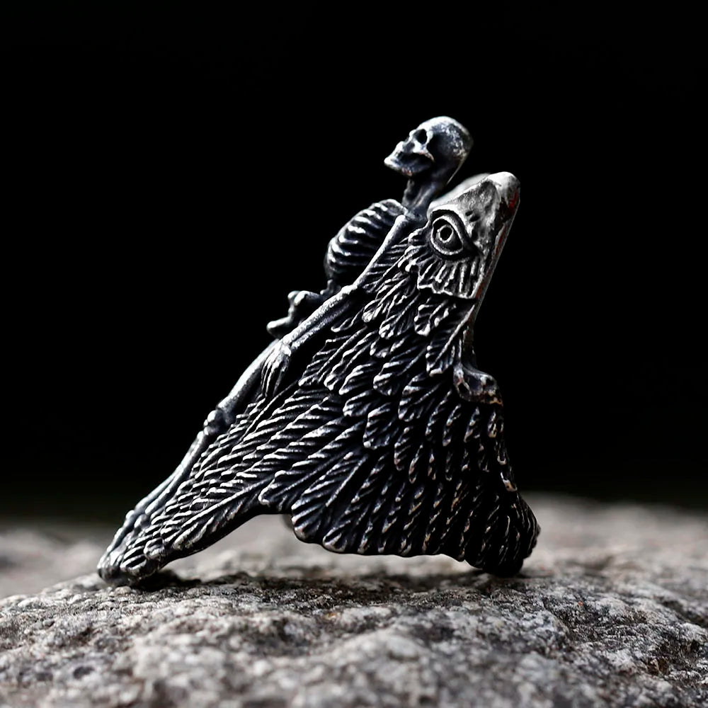 2022 NEW Men's 316L stainless steel rings Angel Wing Skull Vintage Aegishjalmur PUNK for teen Jewelry Gifts free