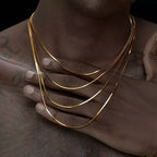 1.2mm Gold Color Plated Stainless Steel Chain Necklace Simple Square Snake Chain Men Necklace Fashionable Titanium Steel Jewelry