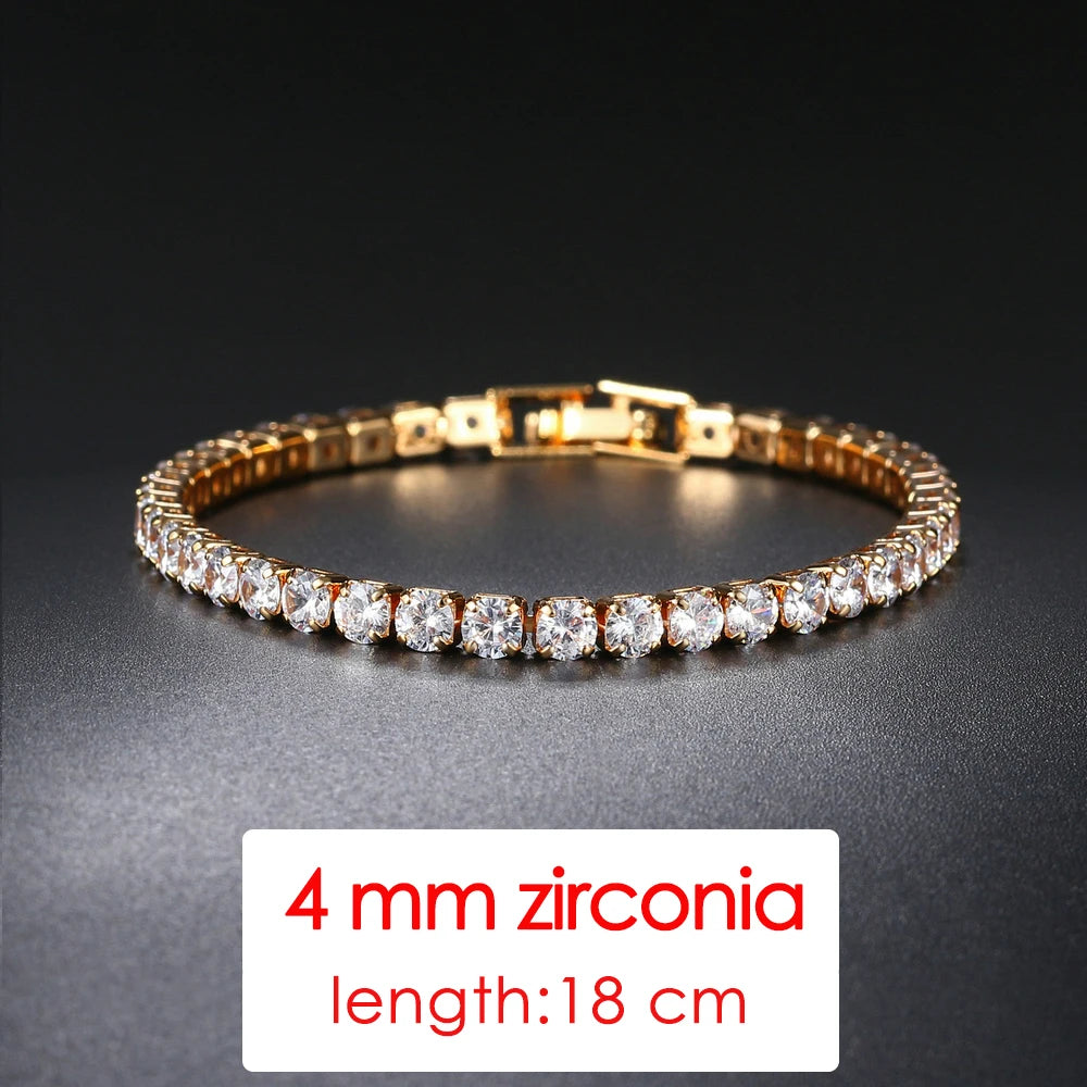 ZHOUYANG Tennis Bracelets For Women Simple Luxury Round Crystal Gold Color Bangle Chain Wedding Female Gift Wholesale Jewelry