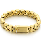 Matte Brushed Stainless Steel Bracelet for Man 11MM Wide Cuban Link Chain Bracelets Waterproof Gold/Silver Color