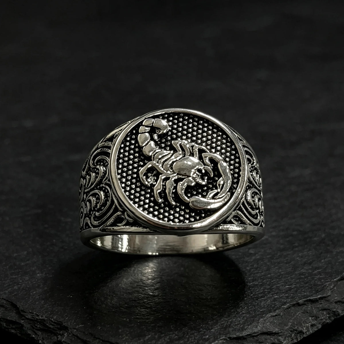 Vintage Scorpion Ring, Embossed Scorpio Totem Ring, Retro Carved Wide Ring, Gothic Animal Statement Jewelry Gift for