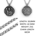 St. Michael Archangel Cross Protection American Pendant Men's Women's Vintage Charm Pendant Necklace Stainless Steel Jewelry