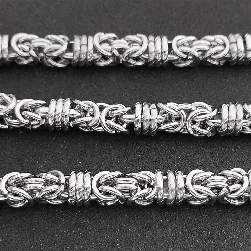 Punk Stainless Steel Chain Necklace Bracelet For Men Neck Silver Color Male Thick Long Chains Boyfriend Gift Jewelry NLT64S02