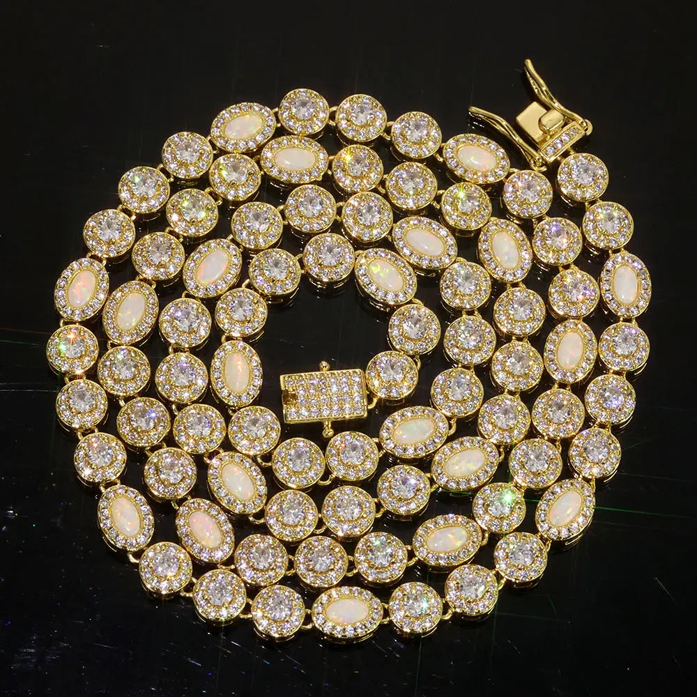 Tennis Chain Necklace Stainless Steel Opal Diamond