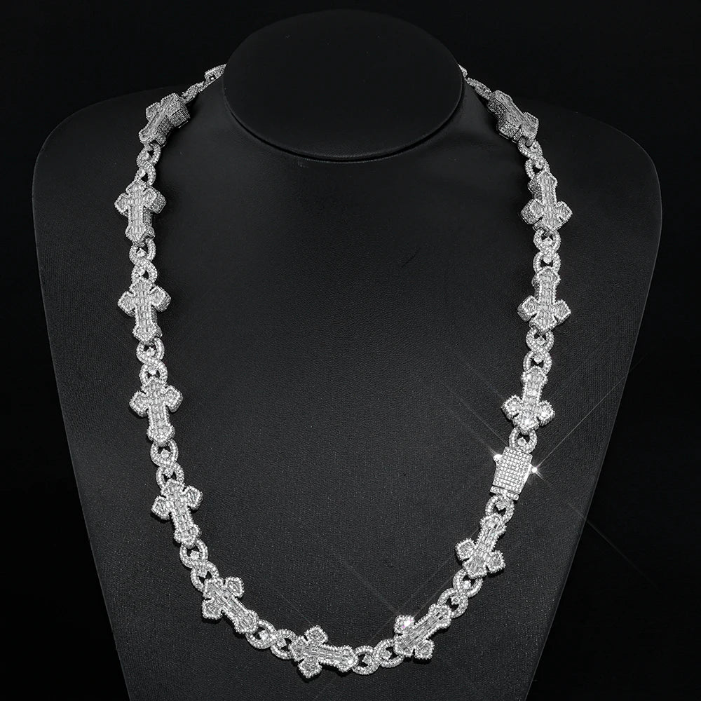 Cross Cuban Chain Necklace Iced Out Stainless Steel