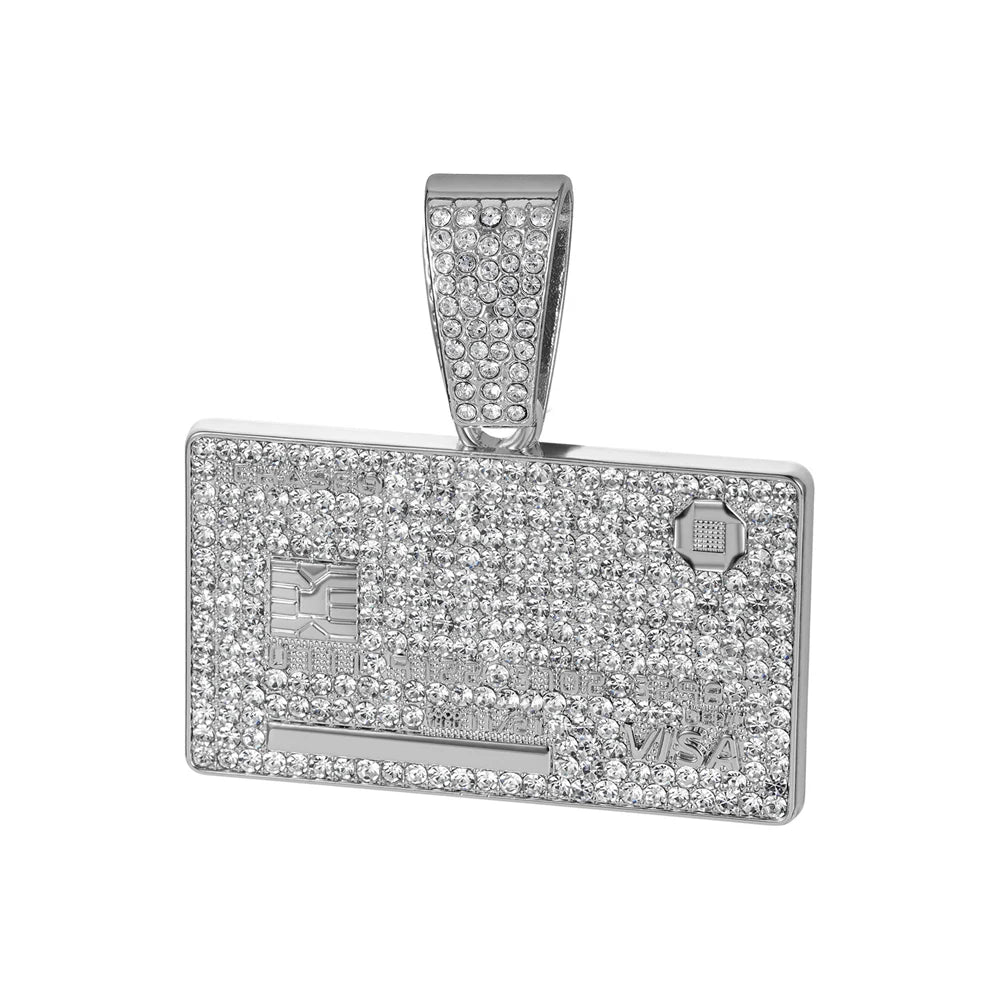 Men's Hip Hop Credit VISA Card Pendants With 13mm Miami Cuban Chain Iced Out Bling Bank Card Necklaces Fashion Jewelry for Woman