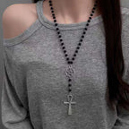 Y2K Spike Cross Black Pendant Necklace