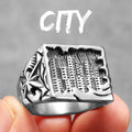 City Carving Ring Stainless Steel Minimal