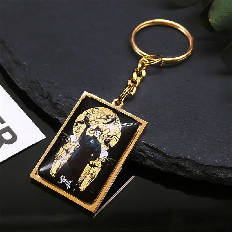 Ghost Band Pendant Keychain — Stainless Steel
