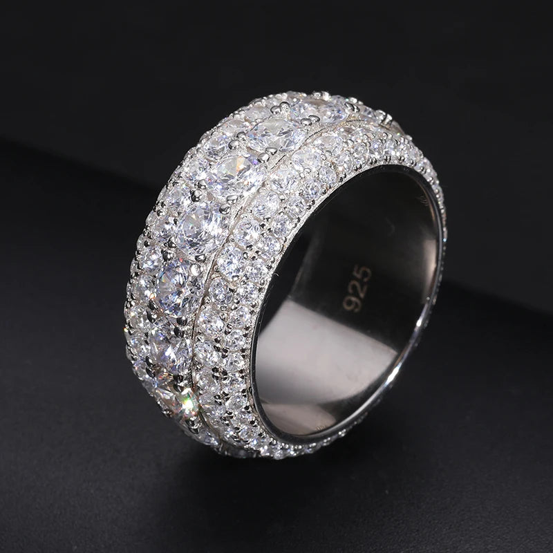 Iced Out Moissanite Band Ring — 925 Silver
