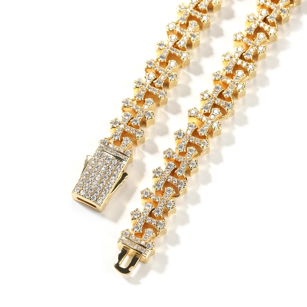 UWIN Reversed Cross Chain Necklace for Women Men 11mm Cubic Zirconia Necklaces with Box Spring Clasp Fashion Jewelry
