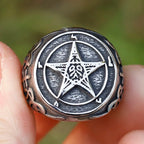 New New Fashion Vintage Pentagram Five Point Star Ring Stainless Steel Ring For Men Women Biker Punk Jewelry
