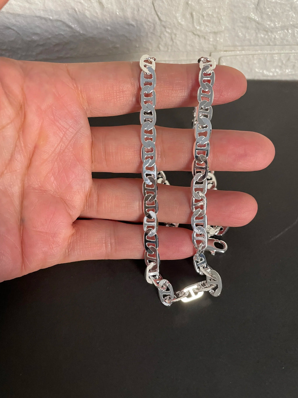 925 Sterling Silver Necklace 6mm Side Z-Shaped Necklace for Men and Women Jewelry Gift 45-60cm