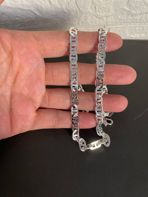 925 Sterling Silver Necklace 6mm Side Z-Shaped Necklace for Men and Women Jewelry Gift 45-60cm