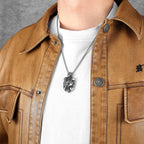 Vintage Gothic Lion Head Skull Pendant Necklace — Stainless Steel