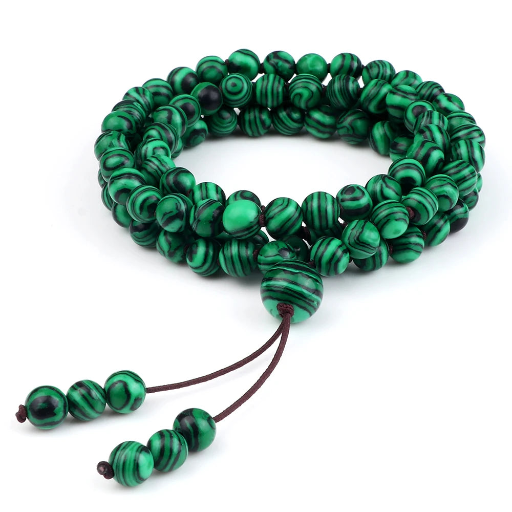 108 Black Lava Onyx Stone Beaded Prayer Bracelet & Necklace For Men Women 6mm Natural Stone Bracelet Charm Jewelry Gift