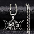 Hekate Wheel Moon Sun Pendant — Stainless
