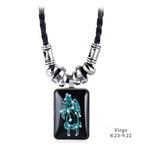 2024 Personalized Pendant Necklace Galaxy Constellation Design 12 Zodiac Sign Horoscope Astrology Necklace For Women Men Resin J