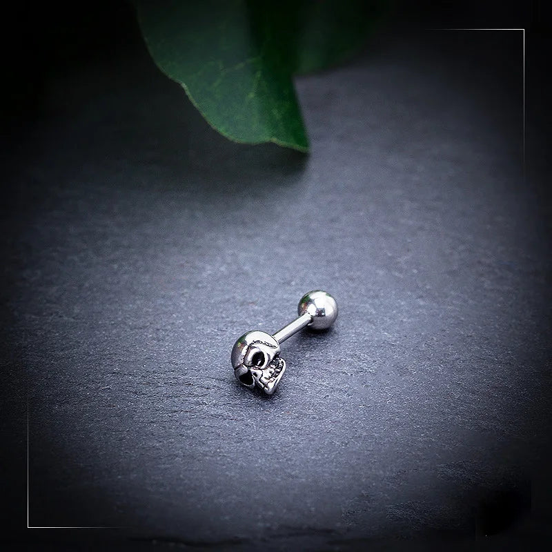 Gold Skull Stud Earring Stainless Steel