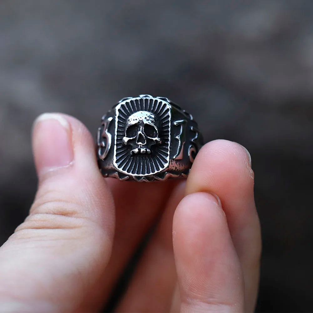 NEW Men's 316L Stainless-Steel Rings Calvarium Skull with 13 Letter Ring for Teens Punk Jewelry for Gift Free Shipping