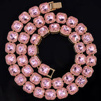Iced Out Cuban Link Chain For Men Bling Square Tennis Chain Diamond Cuban Chain Hiphop Necklace Jewelry