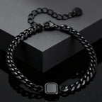 Trendy Stainless Steel Cuban Chain Bracelet for Men, Fashion Square Charm Waterproof Bracelet, Punk Classic Jewelry Gift