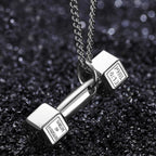 Silver Minimal Dumbbell Pendant Necklace