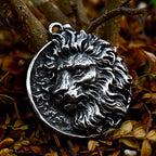 Round Lion Wolf Tiger Pendant — Stainless Steel