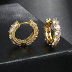 Gold Iced Out Huggie Hoop Earrings Zircon