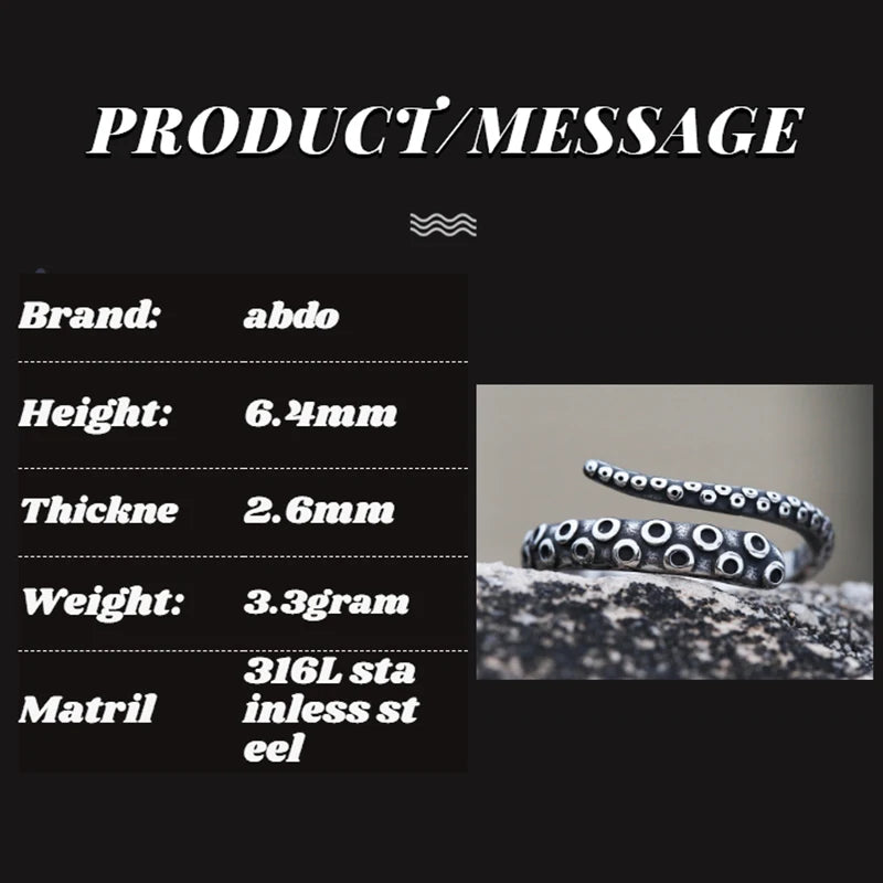Fashion Men Rings Retro Colour Stainless Steel Vintage Octopus Style Irregular Pattern Trendy Accessories For Man Women