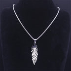 Men's Stainless Steel Feather Pendant Necklace Trendy Fashion Hip Hop Punk Jewelry Accessories Gift For Best Friend