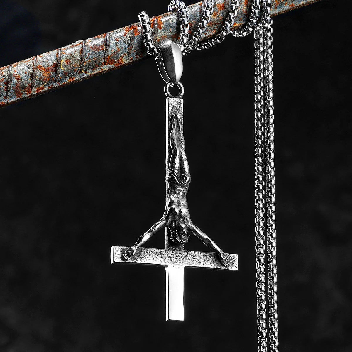 Inverted Cross Pendant — Stainless Steel