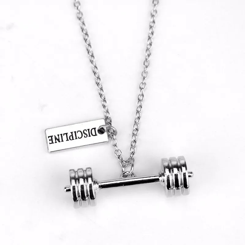 Weight Plate Dumbbell Pendant — Stainless Steel