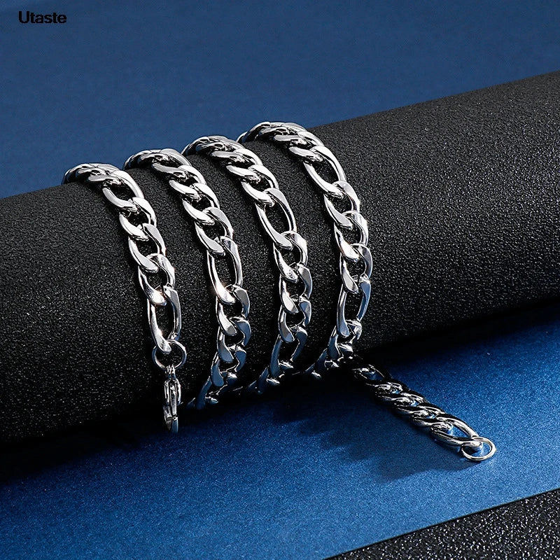 Wholesale Gold Silver Color Necklace 3-12mm Width 40-75cm Long Chain Lobster Clasp Men and Women Engagement Jewelry