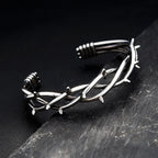 Vintage Gothic Thorn Open Cuff Bracelet For Men Women Stainless Steel Twisted Bangles Punk Rock Wrist Jewelry Fashion