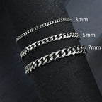3 5 7mm Width New Trendy Cuban Chain Men Bracelet Classic Stainless Steel Chain Bracelet For Men Women Jewelry Party