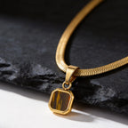Stone Cuban Chain Pendant Necklace — SS