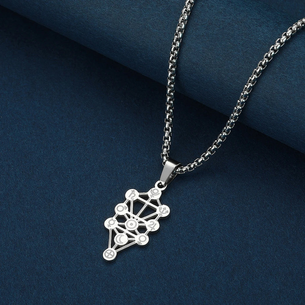 Kinitial Tarot Constellation Zodiac Pendant Necklace For Women Sacred Geometry Amulet Jewelry