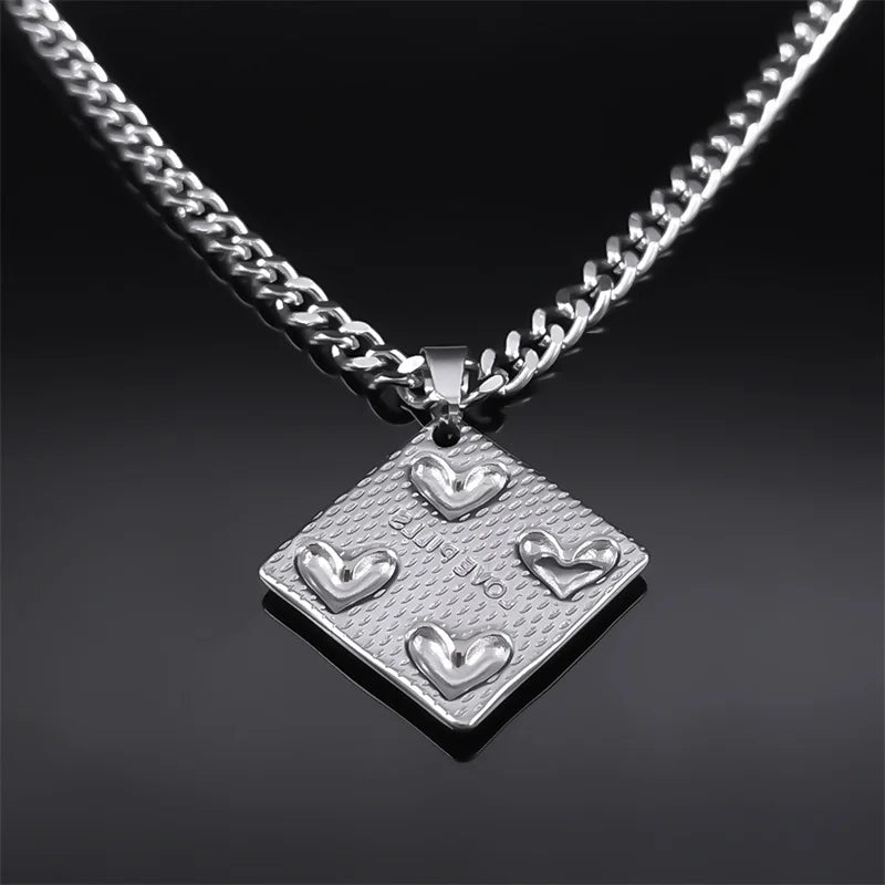 Heart Geometric Silver Pendant Love Pills Party