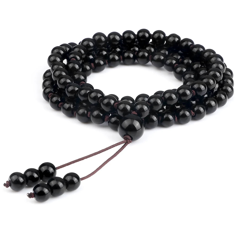 108 Black Lava Onyx Stone Beaded Prayer Bracelet & Necklace For Men Women 6mm Natural Stone Bracelet Charm Jewelry Gift
