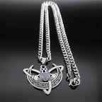 Heart Celtic Knot Steel Pendant Crescent Moon