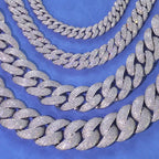 ESKEEM 10/13/18/20/22MM Full Prong-Set Iced Out Bubble Cuban Chain Hip Hop Jewelry Cubic Zirconia Cuban Necklace