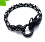 Dragon Head Byzantine Double Link Bracelet — Stainless Steel