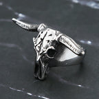 Men Gothic 316L Stainless Steel Bull Skull Ring Punk Rock Biker Bull Head Animal Ring Cool Fashion Jewelry Gift Drop