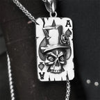 Punk Poker Spade Skull Pendant Necklace — Steel