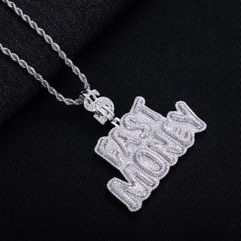 Iced Out Letter Pendant — 14K Gold