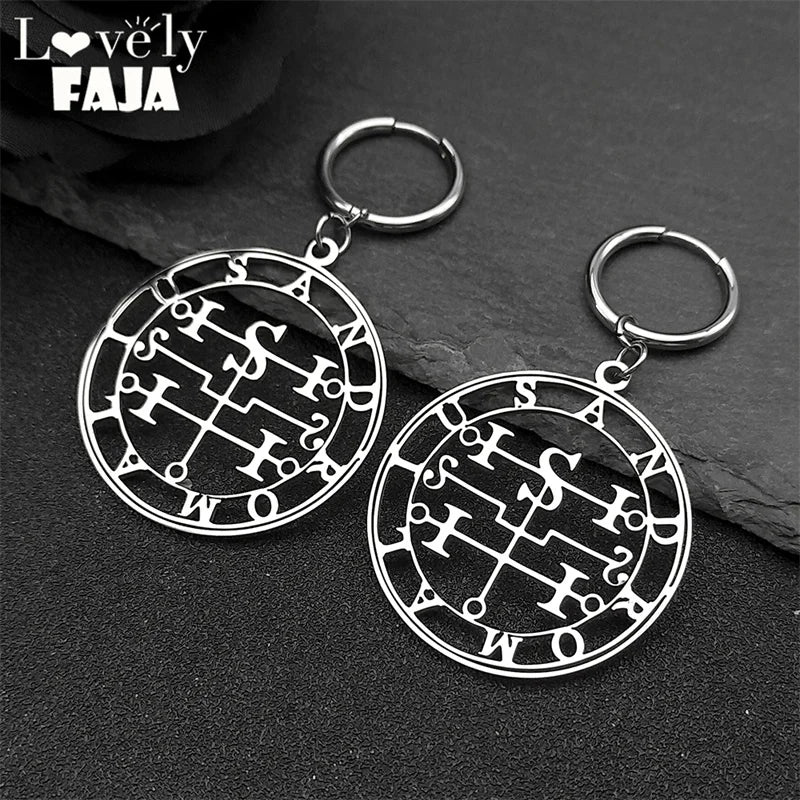 Baphomet Steel Earrings Seal Andromalius Hoop